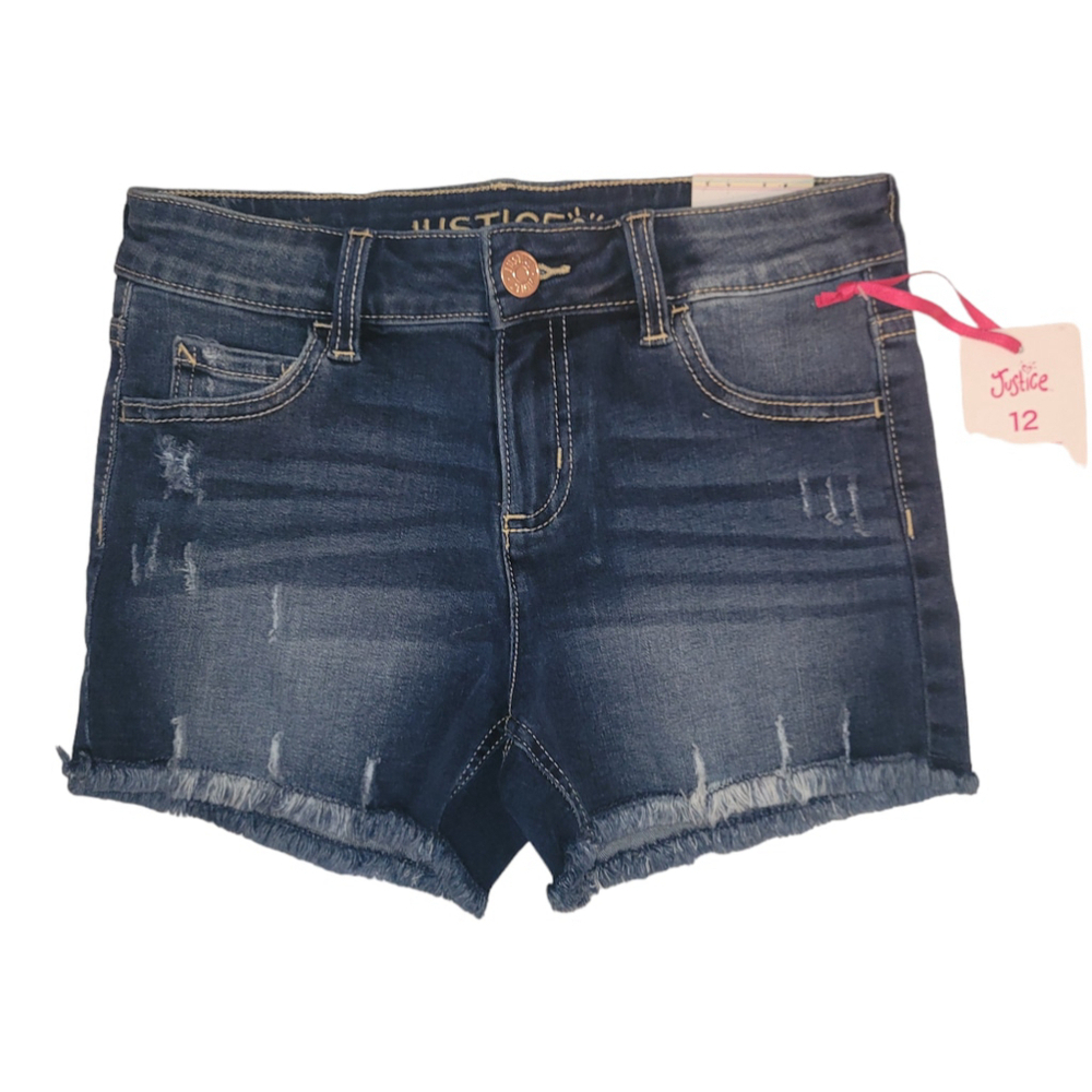 Girls Justice Distressed Classic Denim Dark Wash Shorts Size 12